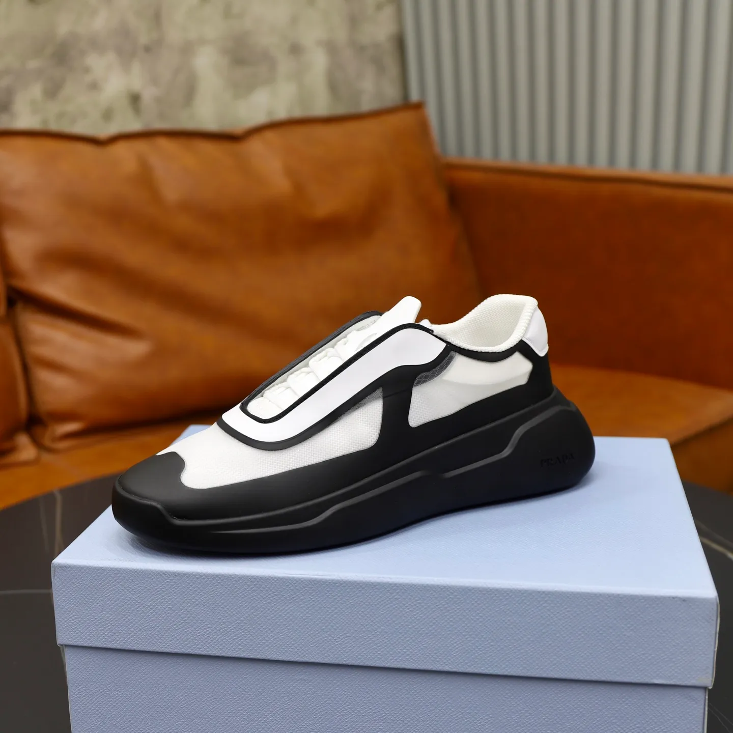 Men's Shoes 💰760💰 PRADA America's Cup Recycled Nylon and Bike Fabric Sneakers Practical and innovative, these regenerated nylon sneakers are modern, with lightweight soles and minimalist details. The upper is decorated with temperature-locking adhesive tape, screen-printed ADA logo, nylon loop shoelaces, T sole, made of ultra-light foam rubber filling material, rubber pattern texture, sole height: 40 mm, removable fabric-covered insole, Size 39-44